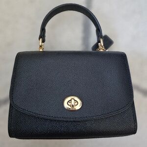 Coach Micro Tilly Top Handle Satchel Black Leather